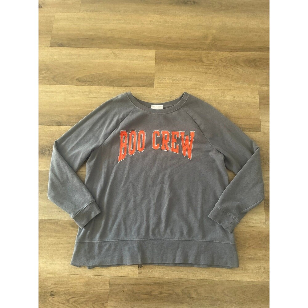 Isabel by Ingrid + Isabel Boo Crew Halloween Sweatshirt Women’s Medium Gray Pull